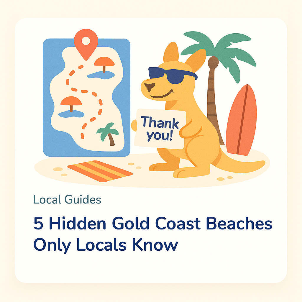 Local guide card for hidden Gold Coast beaches